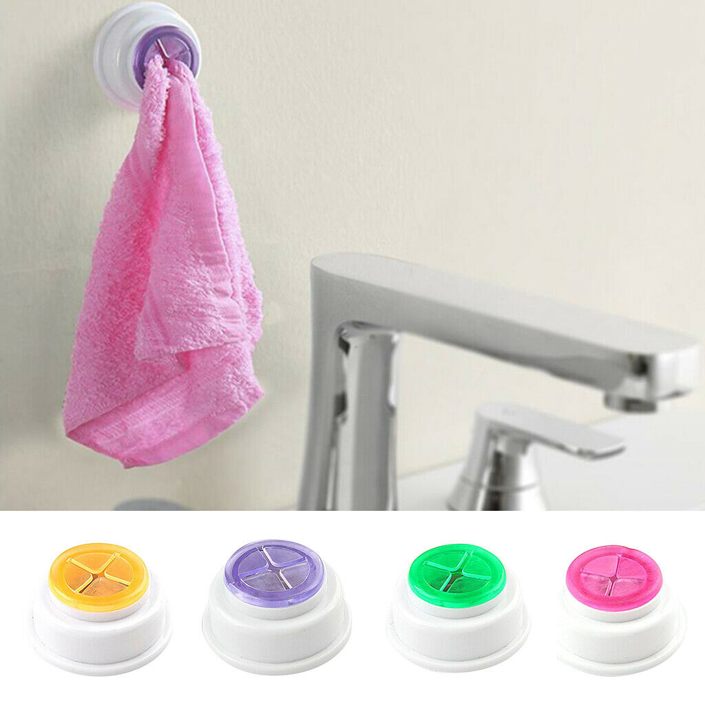 2X Towel Holder Push In Cloth Dishcloth Hanger Hook Rack Bathroom Kitchen Pink