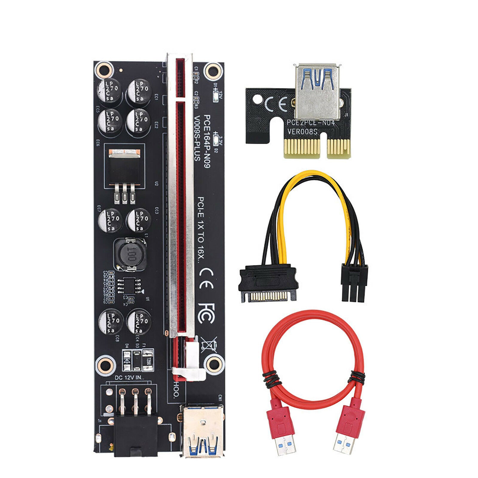 VER009S Plus Mining Super Verson PCIE 1X to 16X Capacitor Adapter Card Board