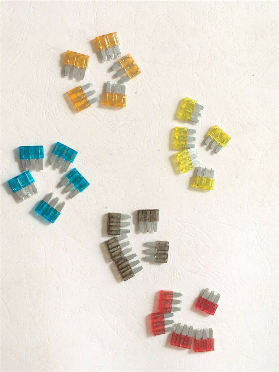 25Pcs Micro3 Fuse 3 Pins PEC Automotive Car Fuse 5A 7.5A 10A 15A 20A Universal