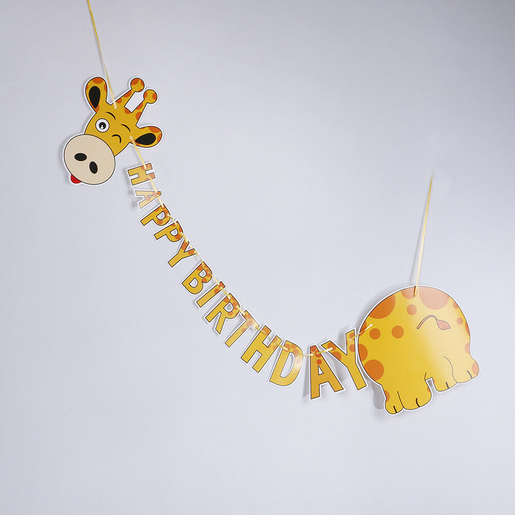 happy birthday giraffe paper banner hanging diy party decor bunting suppl.l8