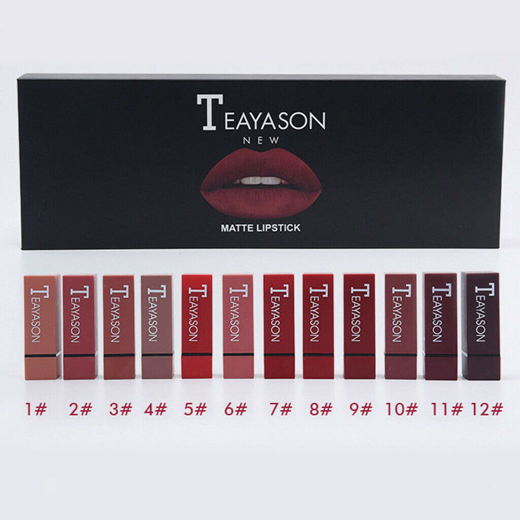 Lots 12 Women Velvet Makeup Smooth Lipsticks Waterproof Lip Stick Balm Kit