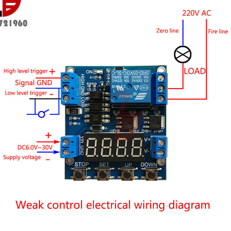 1 Channel Trigger Delay Cycle Relay Module 6-30V Timer Circuit Switch Adjustable