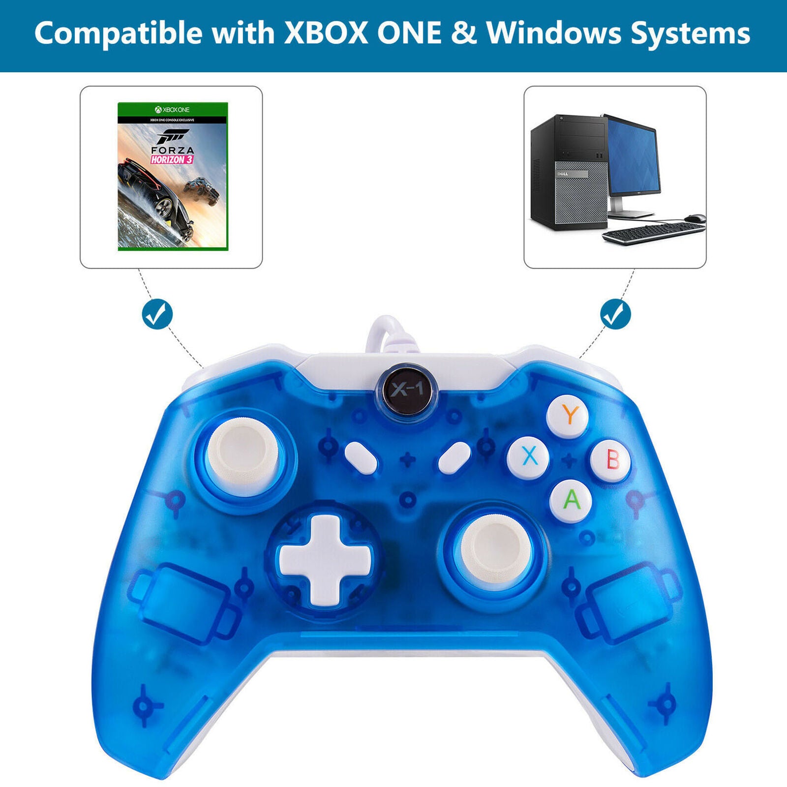 Long USB Wired Controller Gamepad For Microsoft Xbox One / One S / One X / PC