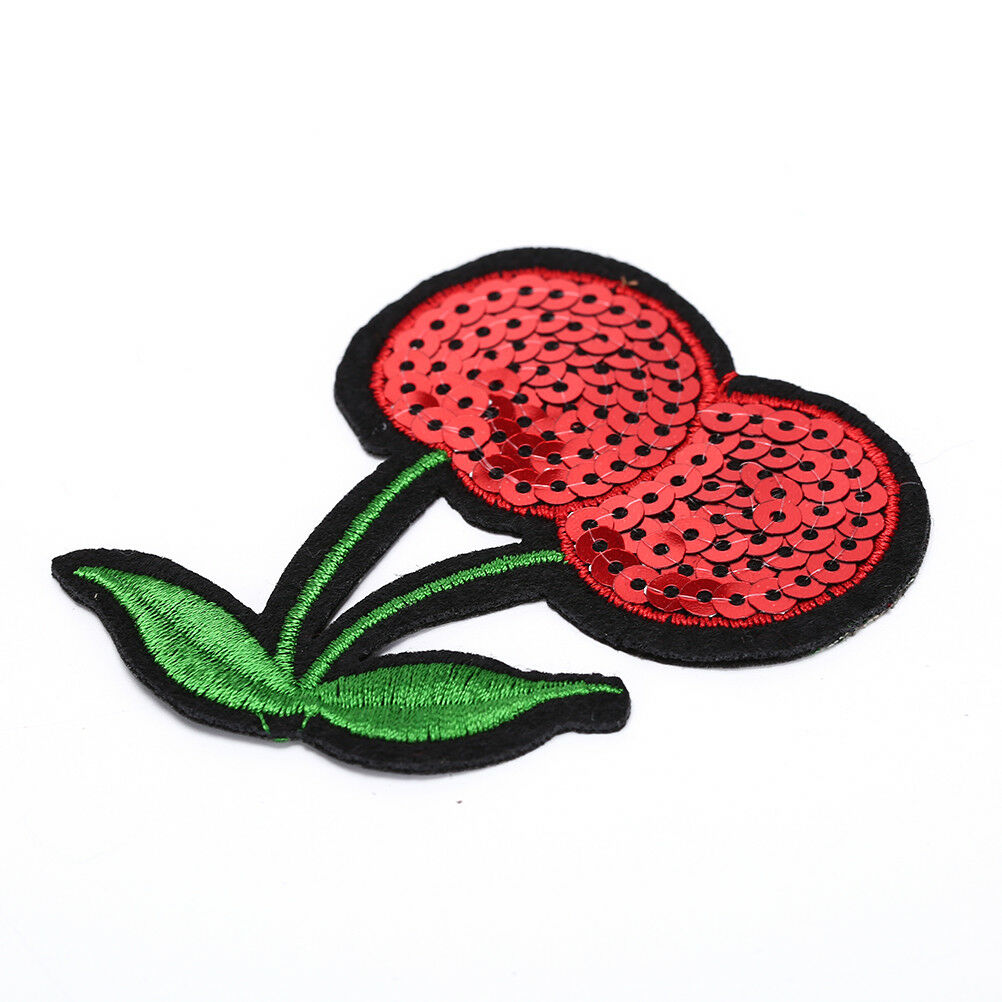 cherry Embroidery Iron sew on patch applique DIY clothing Sequins 6.8*7.7c.l8