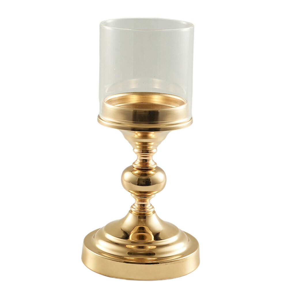 LED Light Candle Holder Table Centerpiece Crystal Candlestick Golden S