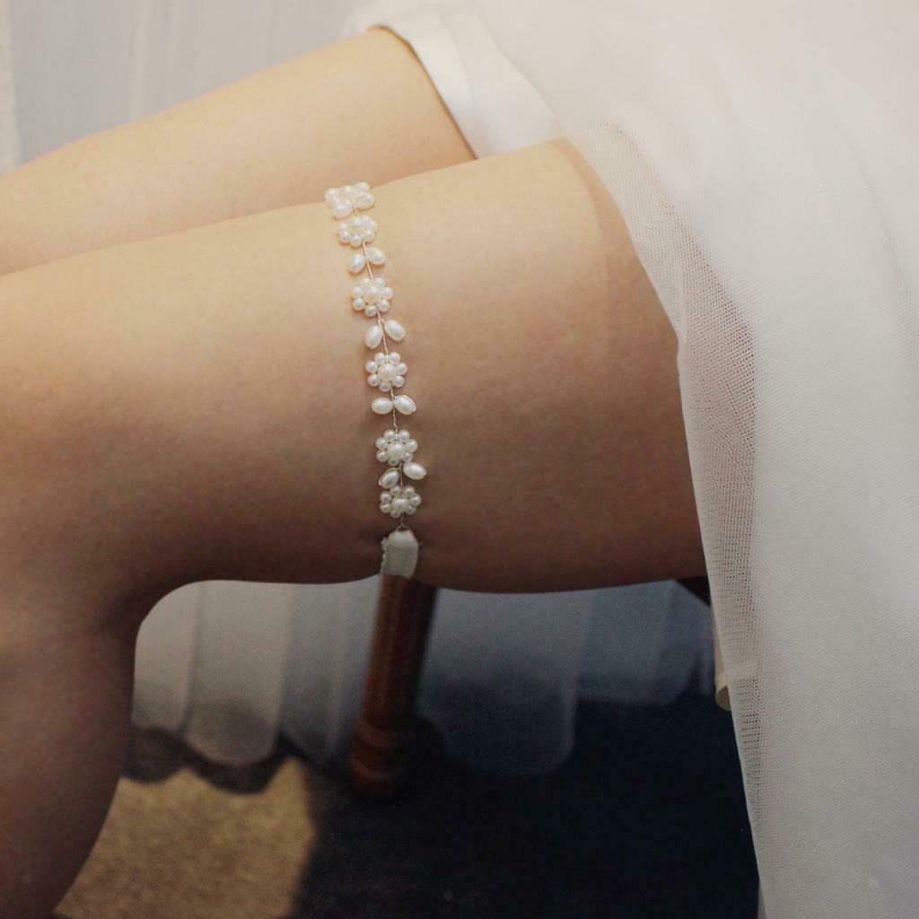 Pearls Garter Leg Garter Elastic Pearls Leg Band Leg Garters for Womens