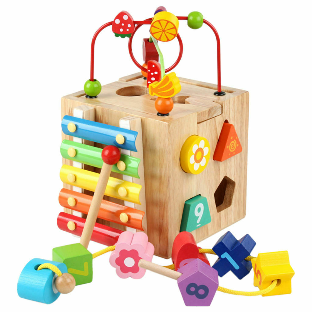 Activity Cubes Busy Board Shape Sorter Preschool for Boys Girls Toddler Gift