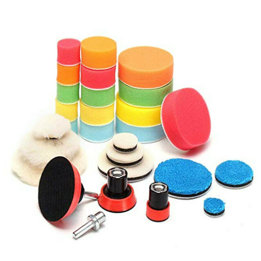 29Pcs 1/2/3 Inch Drill Buffing Buffer Pad M14 Backing Pad Adapter Foam Woolen