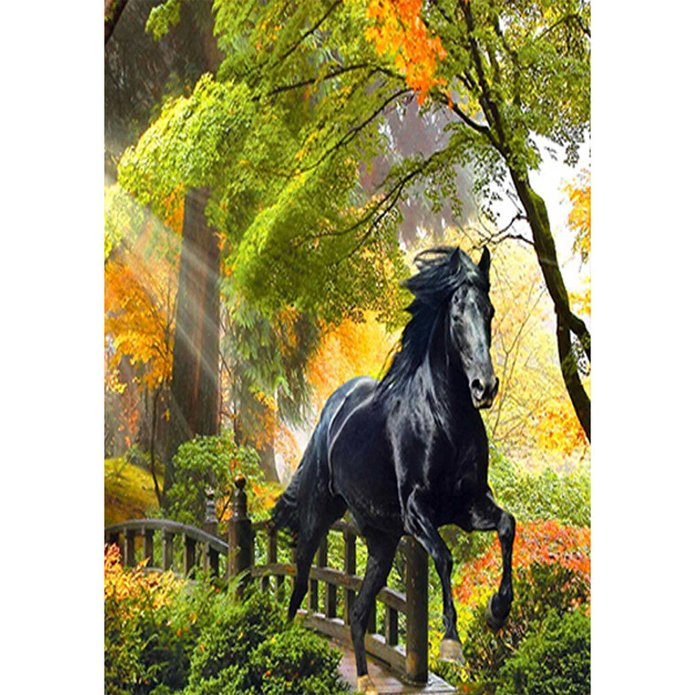 Horse In Woods Bridge Garden Flags Yard House Decor Flag Portable Banner 28x40"