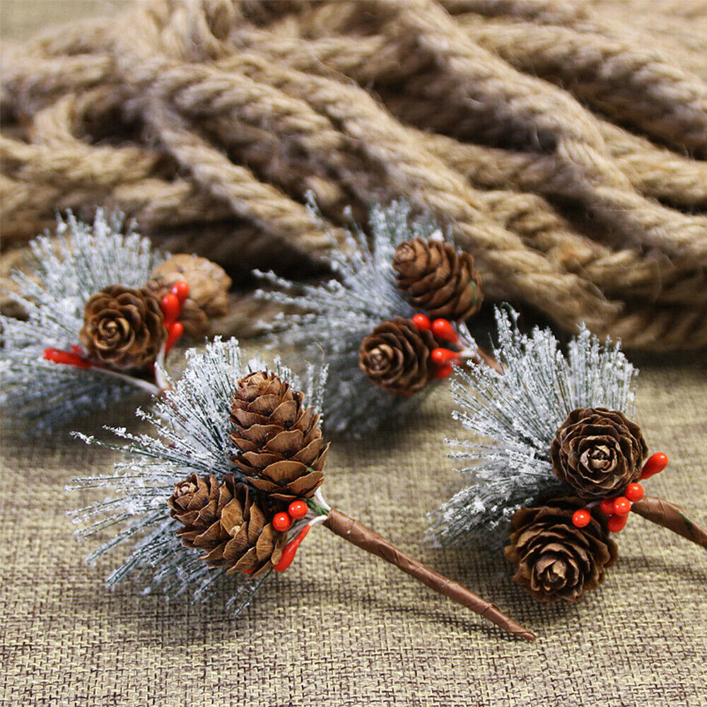 5Pcs Artificial Cedar Pine Needles Cone Bunches Christmas Wreath Decor DIY Xmas