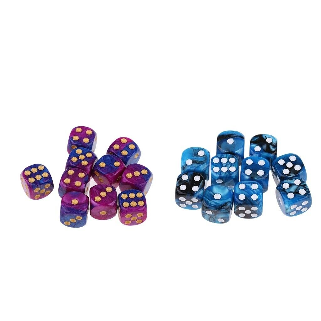 20 Pieces Acrylic Dice Family Set 16mm Six-sided Dotted Dice for Table Game
