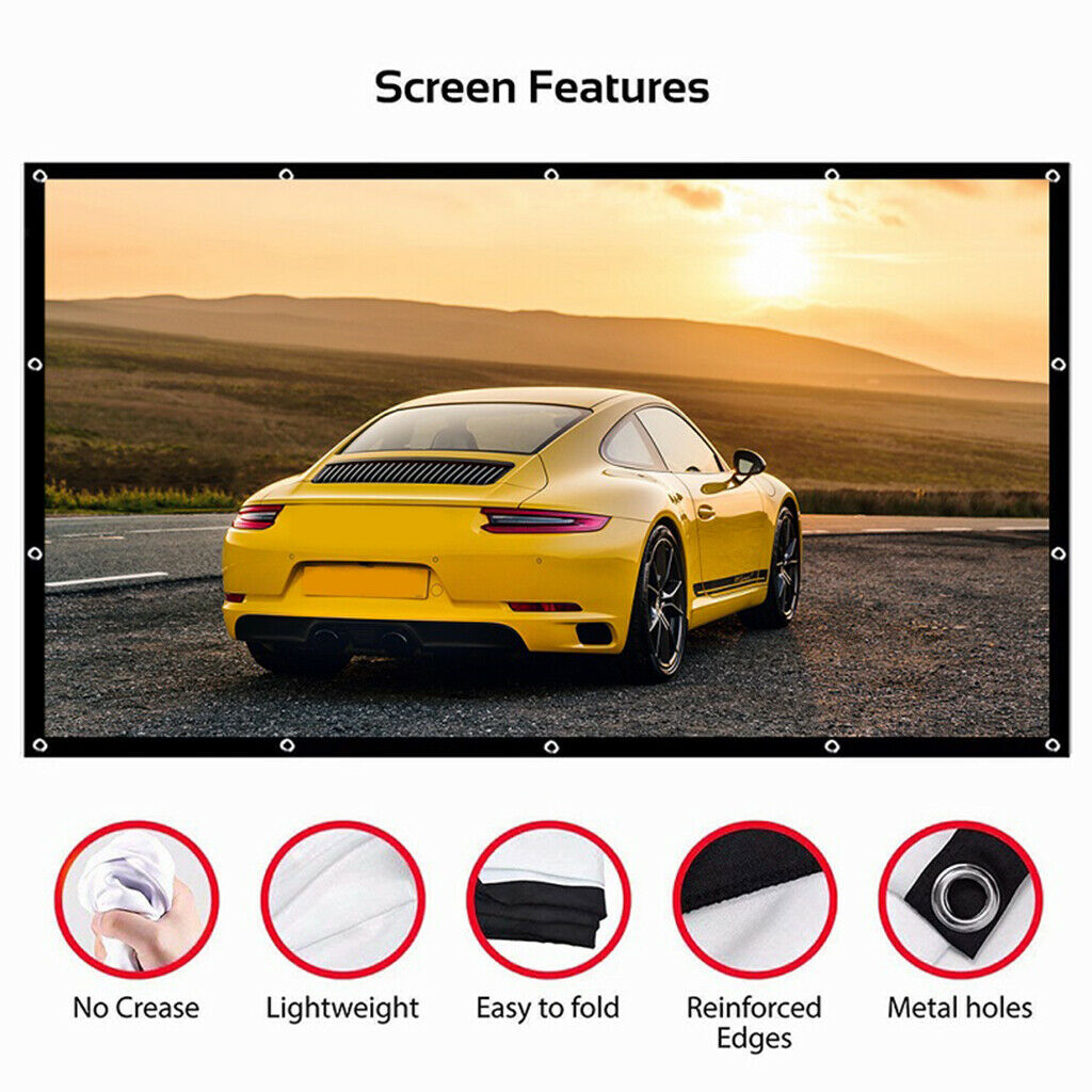 100" Projection Screen 16:9 High Contrast Collapsible Portable Projector Screen