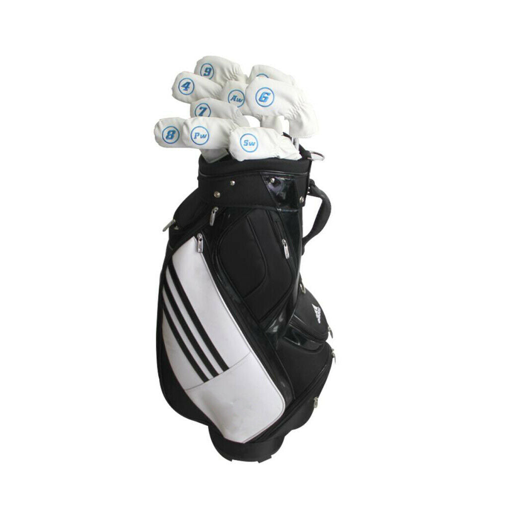 4-AW  9pcs Golf Club Head Cover Irons Headcover Protector with Number White