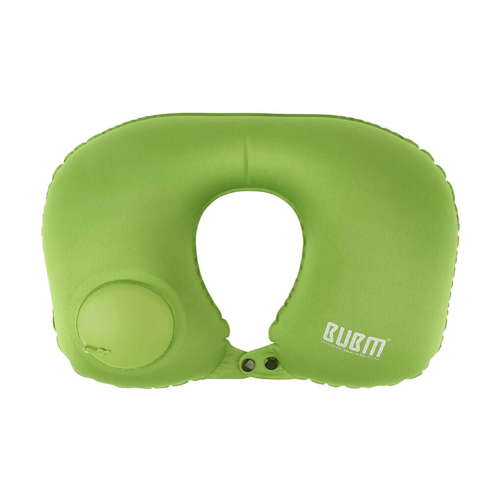 Inflatable Travel Pillow U Shaped Neck Pillow  for Car Trains Airplane green