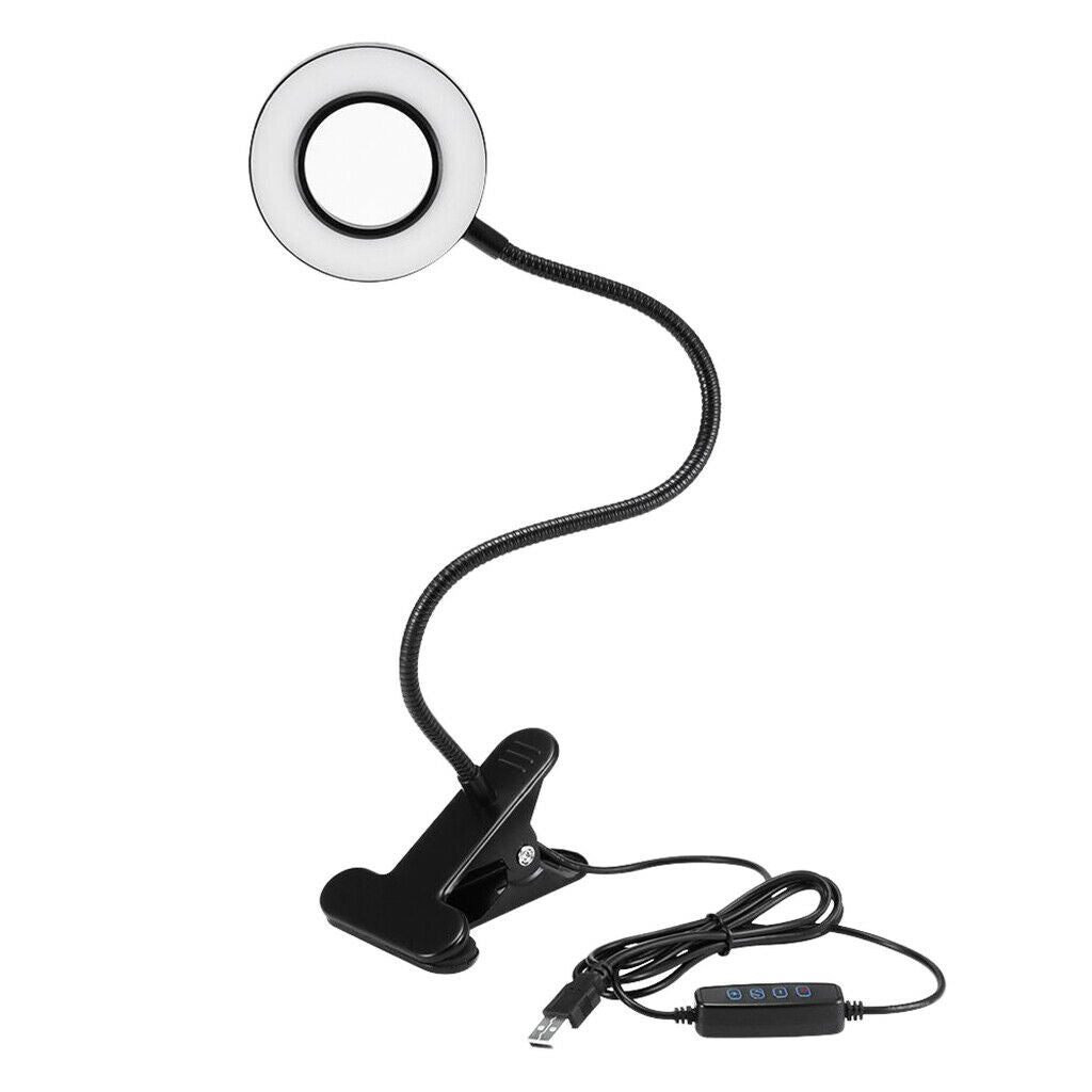 USB Clip On Light Desk Lamp Reading Light 3 Color Modes Book Clamp Light