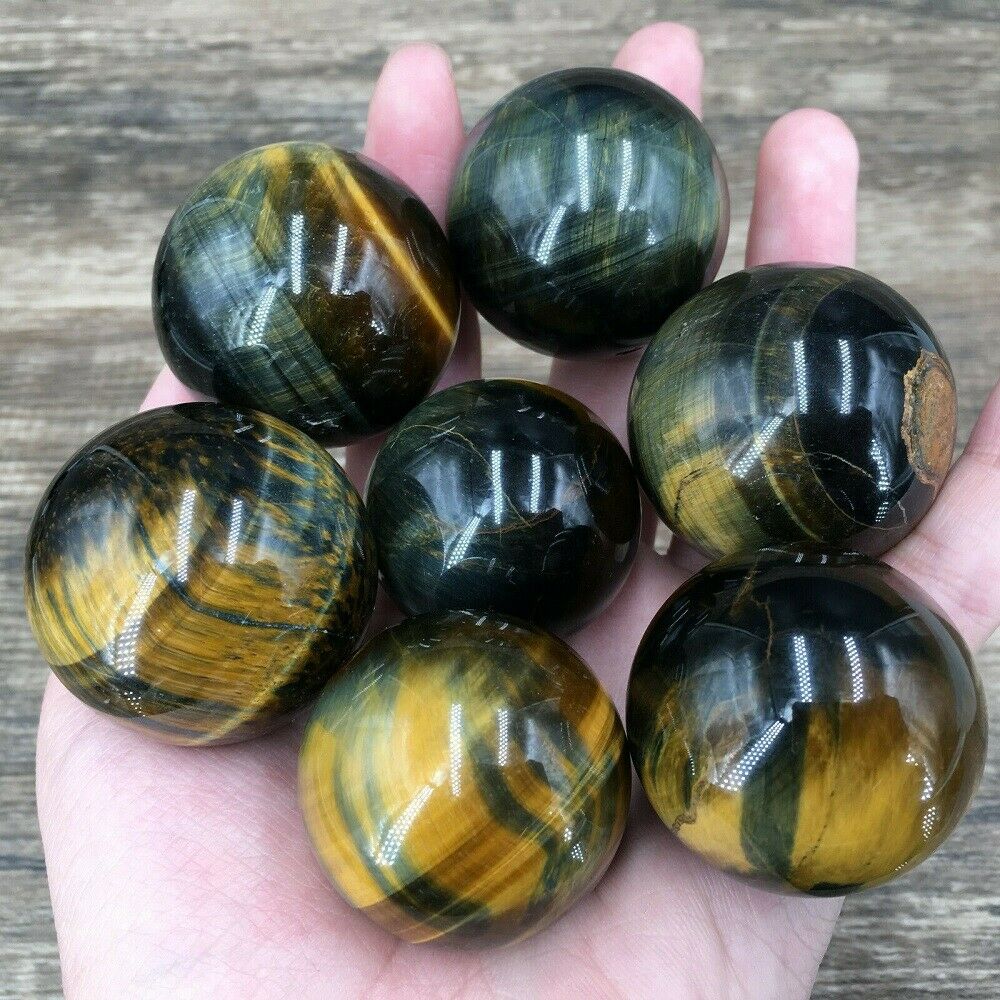 US. 100% Natural blue Tiger's eye jasper quartz Sphere crystal ball rock Healing
