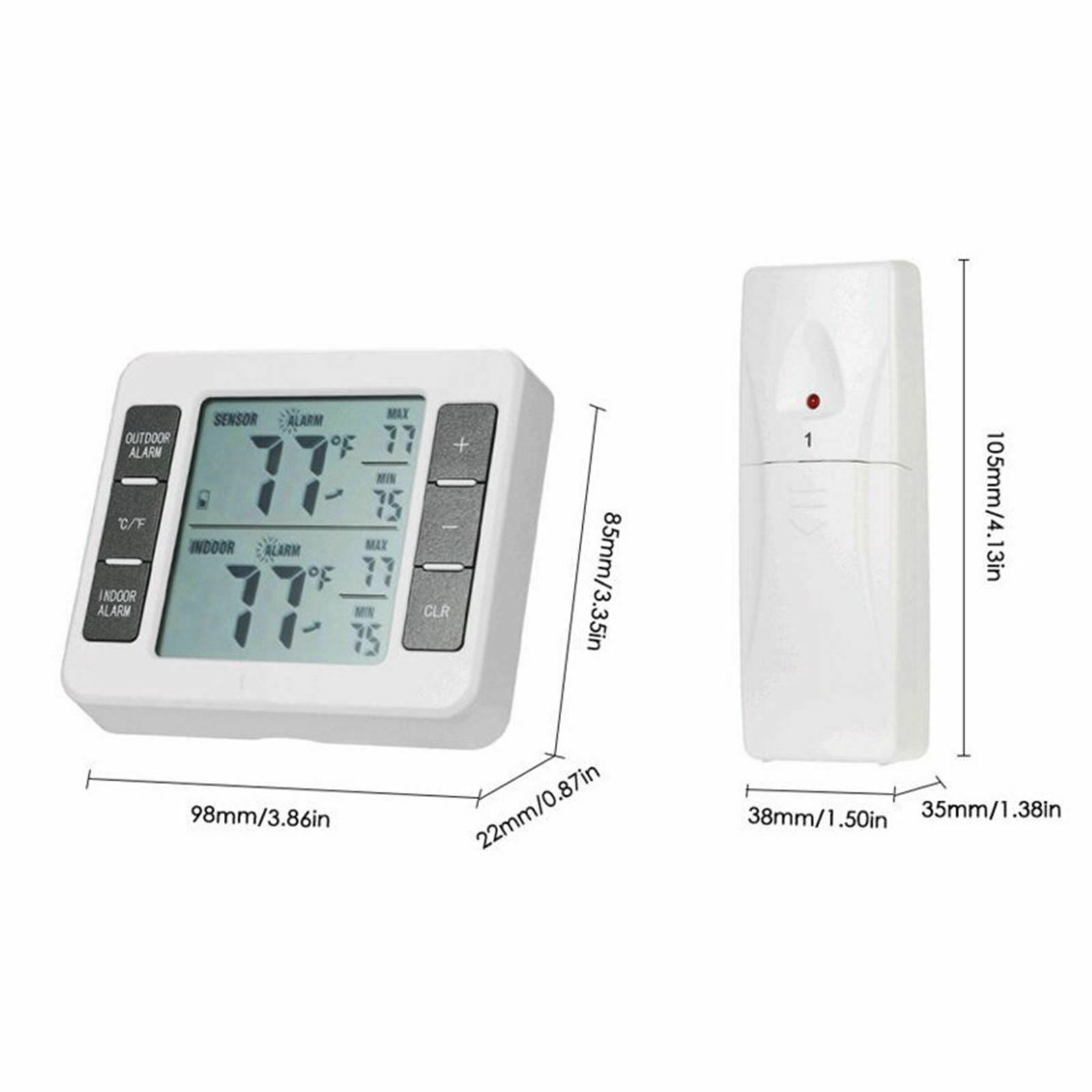 Wireless Digital Refrigerator Thermometer with Audible Alarm Min/Max Record