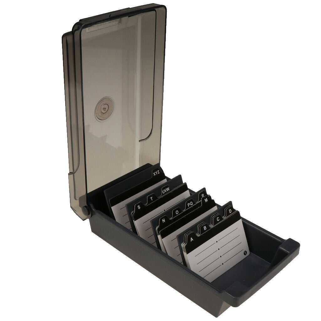 Business Card Holder, Business Card Organizer Box with Divider Index Tabs