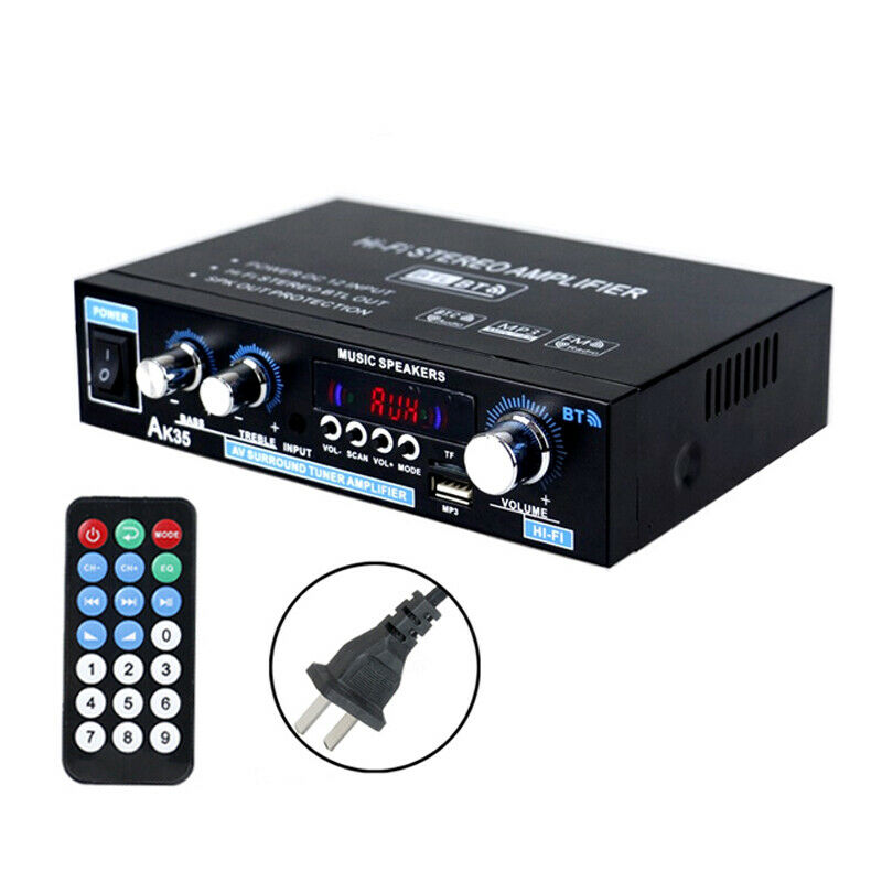 110V 12V 600W Bluetooth Power Amplifier Home Stereo 2CH AMP FM Radio SD USB A03