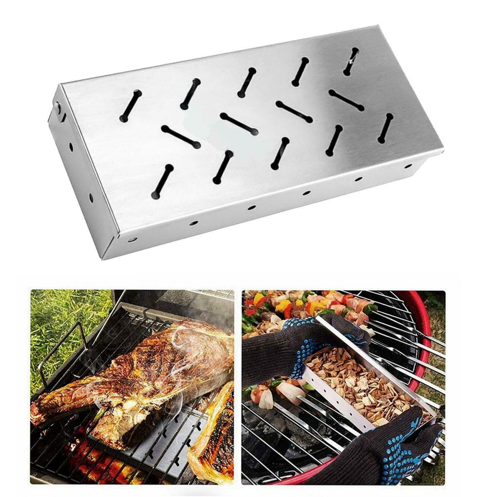 Barbecue Stainless Steel Smoker Box Charcoal Gas Grill for Meat Smoking