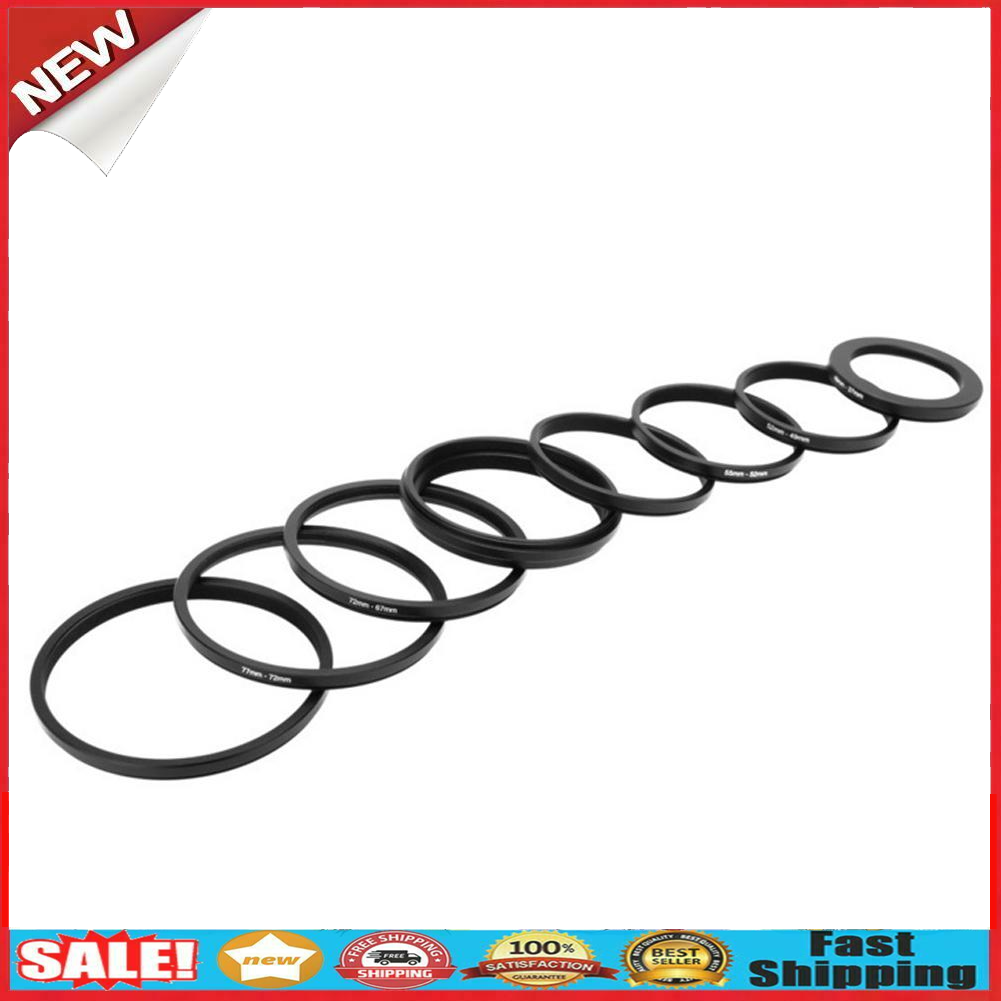 8pcs Metal Camera Lens Filter Step Up Adapter Rings for DSLR Camera Parts @
