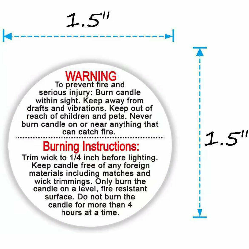 500Pcs/Roll Round Candle Burn Warning Labels Candle Jar Container Stickers Tag