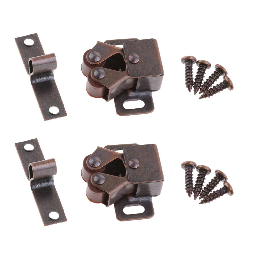 2xCabinet Cupboard Furniture Door Magnetic Catch Stopper Roller Latch_Bronze