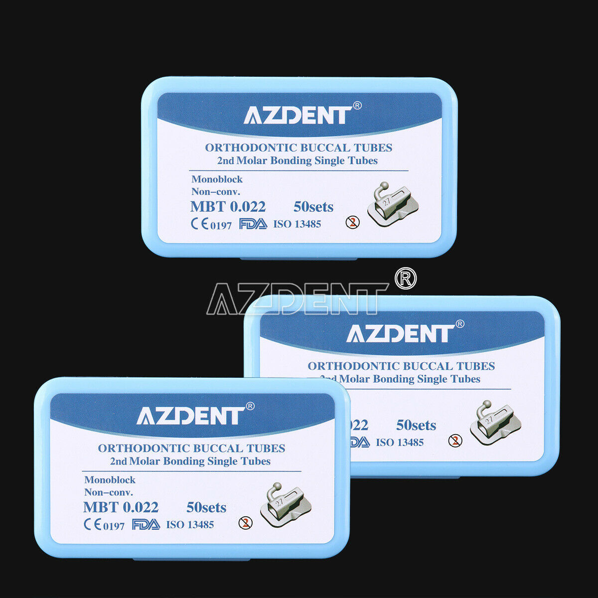 3X Dental Orthodontic 2nd Bondable MBT 0.022 Buccal Tube Non-Convertible