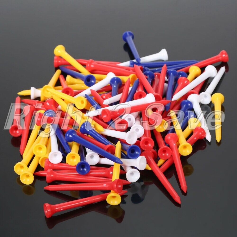 100 Pack 70mm 2.75"Plastic Mixed Cupped Wedge Shaped Golf Tees Wholesale Durable