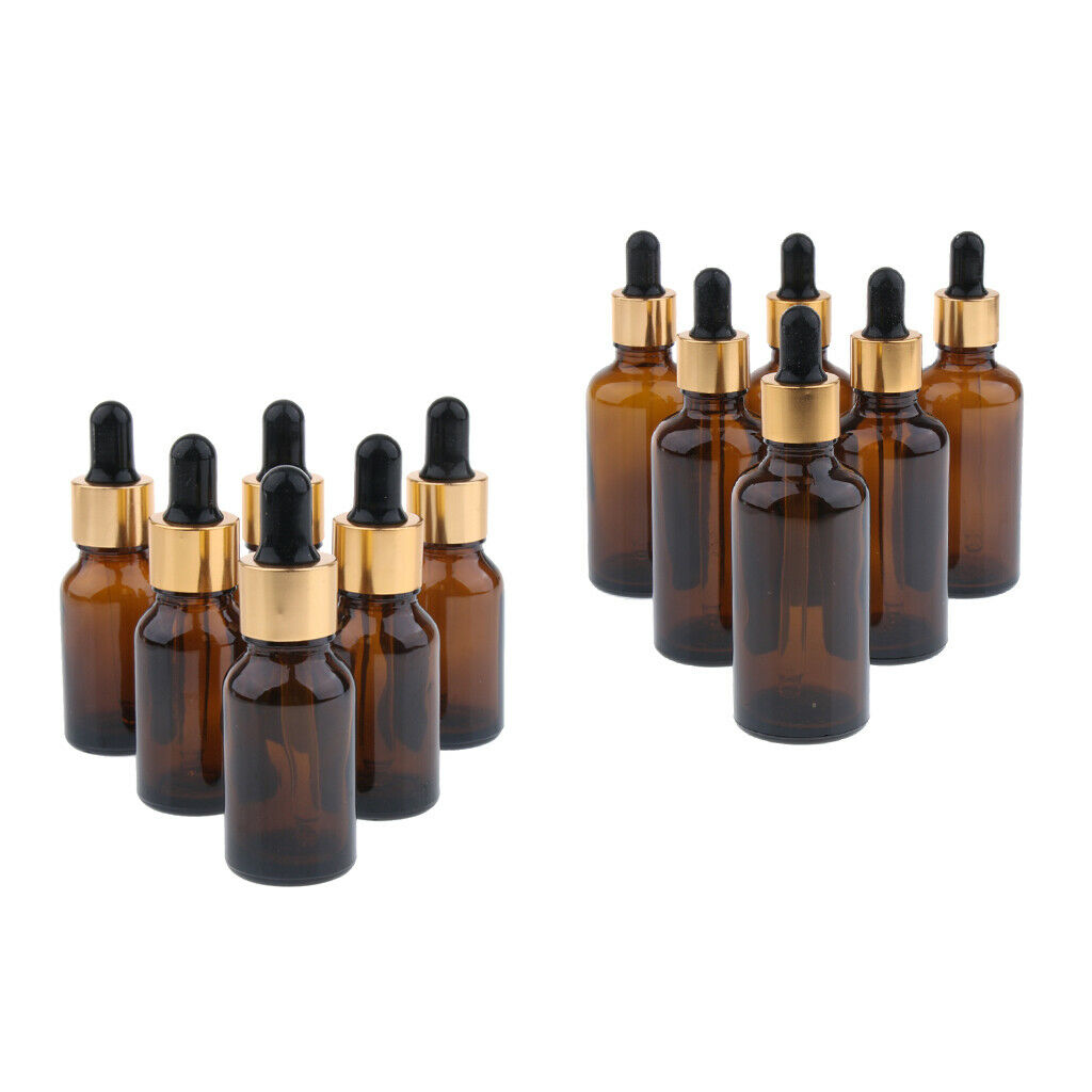 Pack of 12, Refillable Dropper Bottles Container, Glass Essential Oil Vials