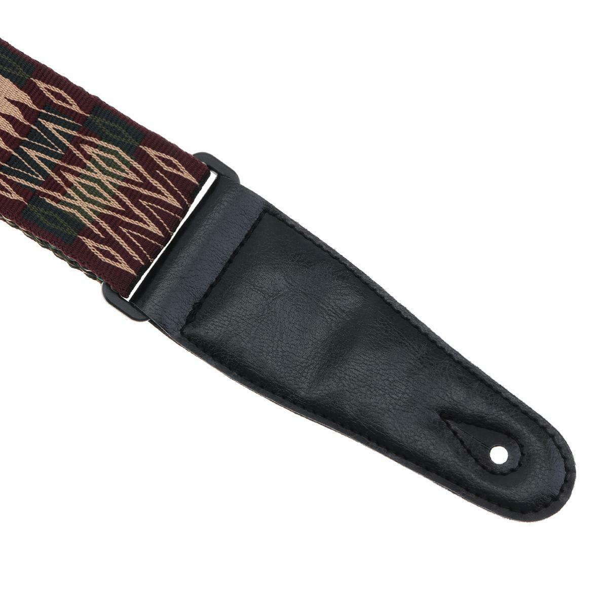 Guitar Strap PU Leather Head Pure Cotton National Style for Acoustic Guitar Bass