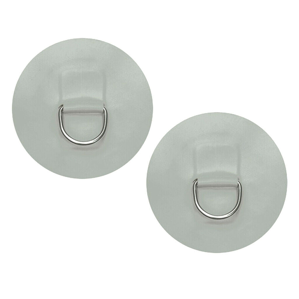 2pcs PVC Gray Round D-Ring Patch for Inflatable Boat Dinghy Kayak Canoe