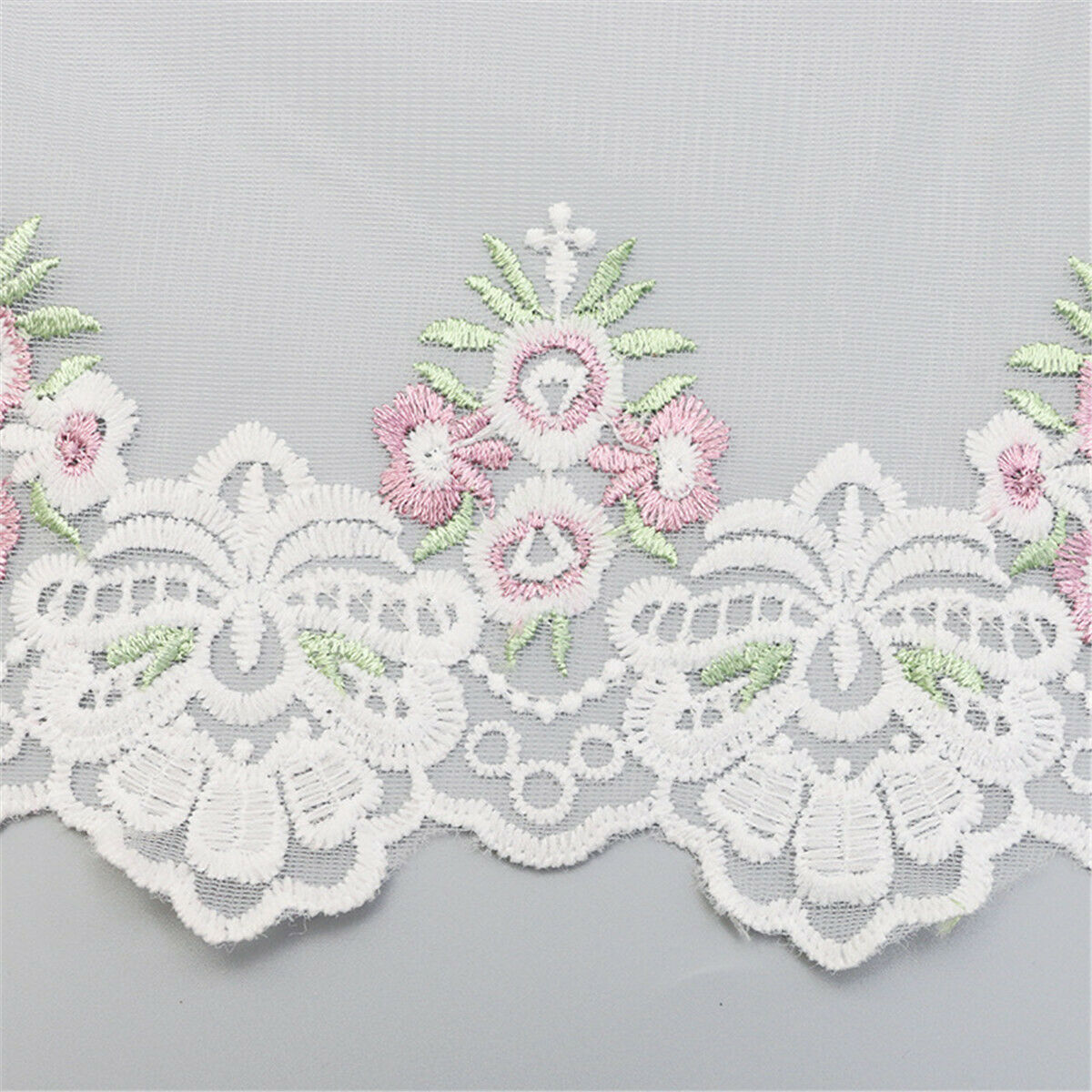 1 Yd Floral Embroidery Cotton Lace Trim Ribbon Fabric Craft Sewing Applique DIY