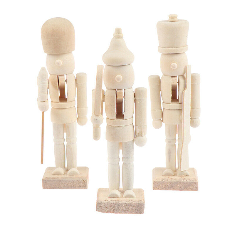 New 12cm Nutcracker Puppet White Embryo Walnut Soldier Shaped Ornamen.l8