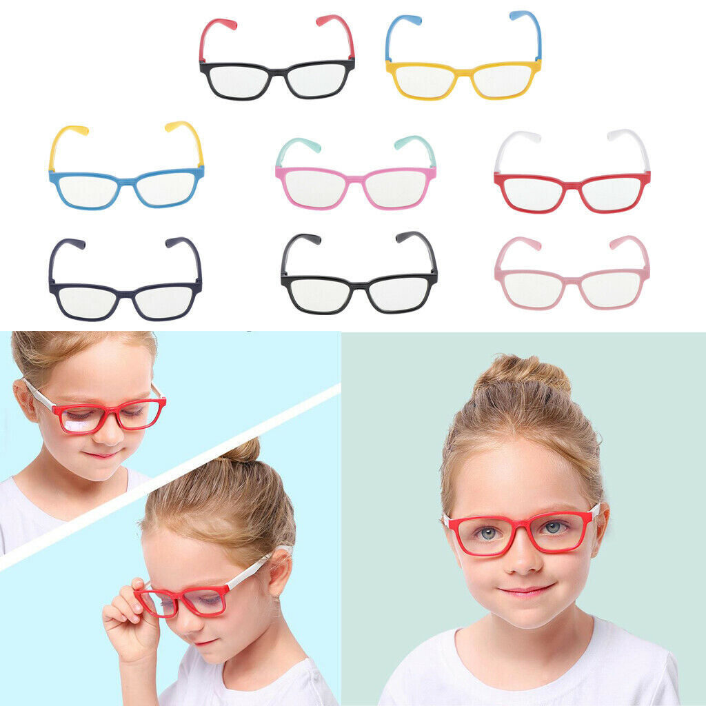 2Pcs Kids Stylish Eyeglasses Anti Blue Light Silicone Frame UV400 Eyewear