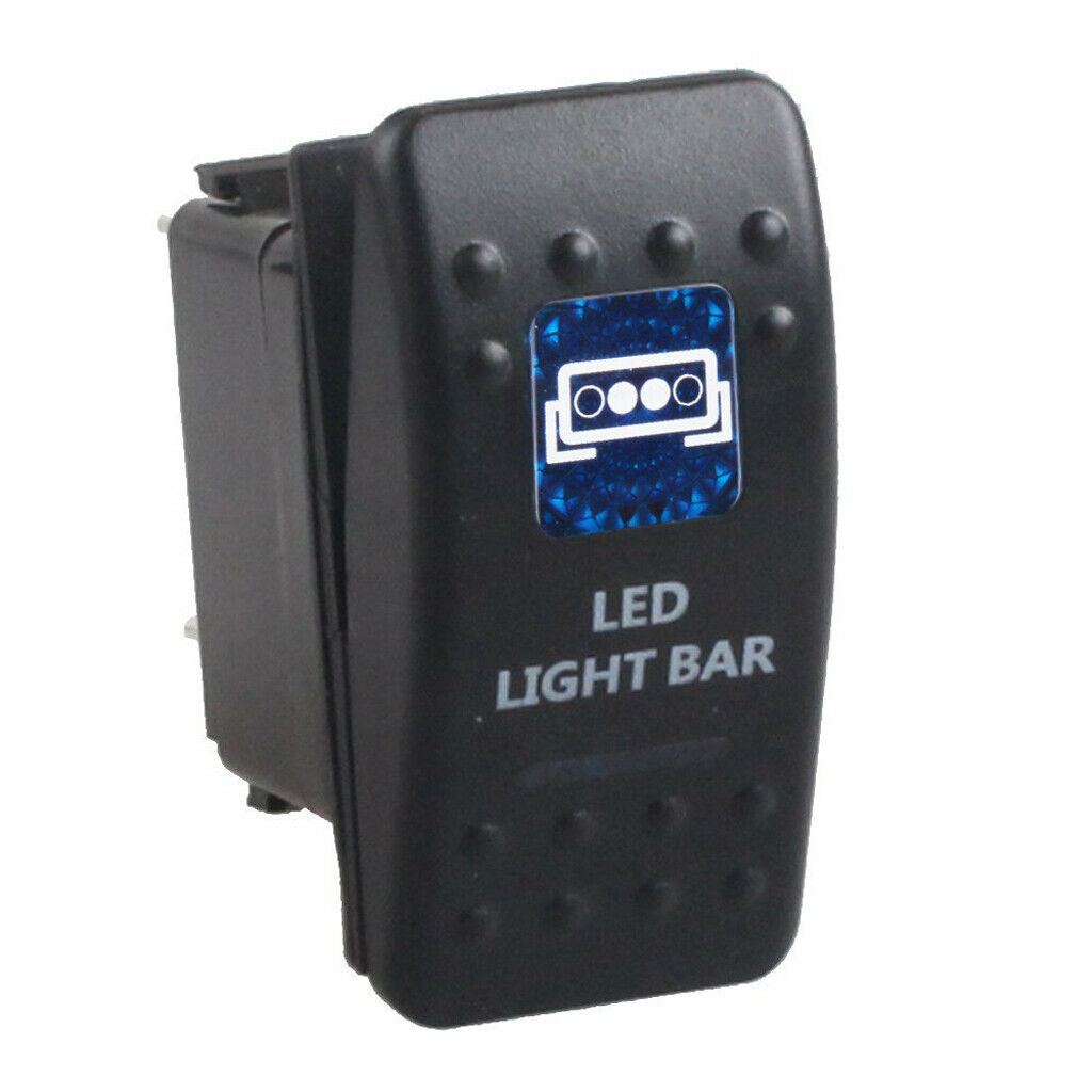2 Pcs Toggle Switch On Off 5 Pin Blue LED Rear Lamp Bar Auto Boat