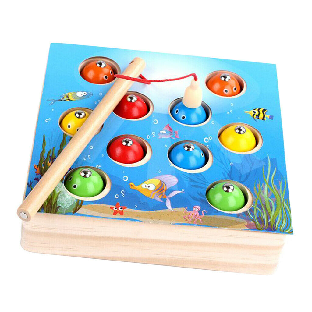 Magnetic Wooden Fishing Plays Children Silent Game Playset