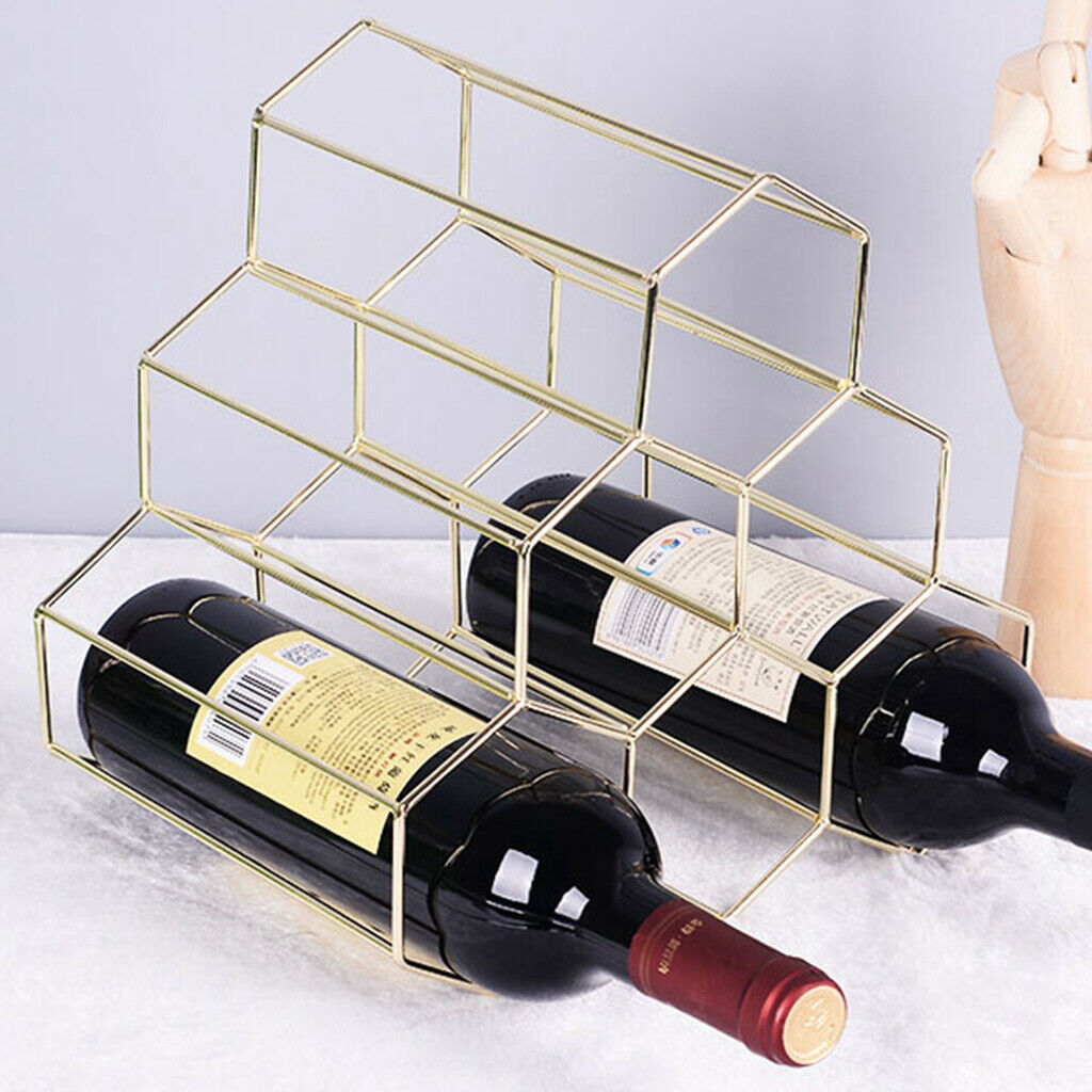 Metal Wine Rack, Countertop Wine Holder Stand Stack 6 Bottles, Space Saver, Free