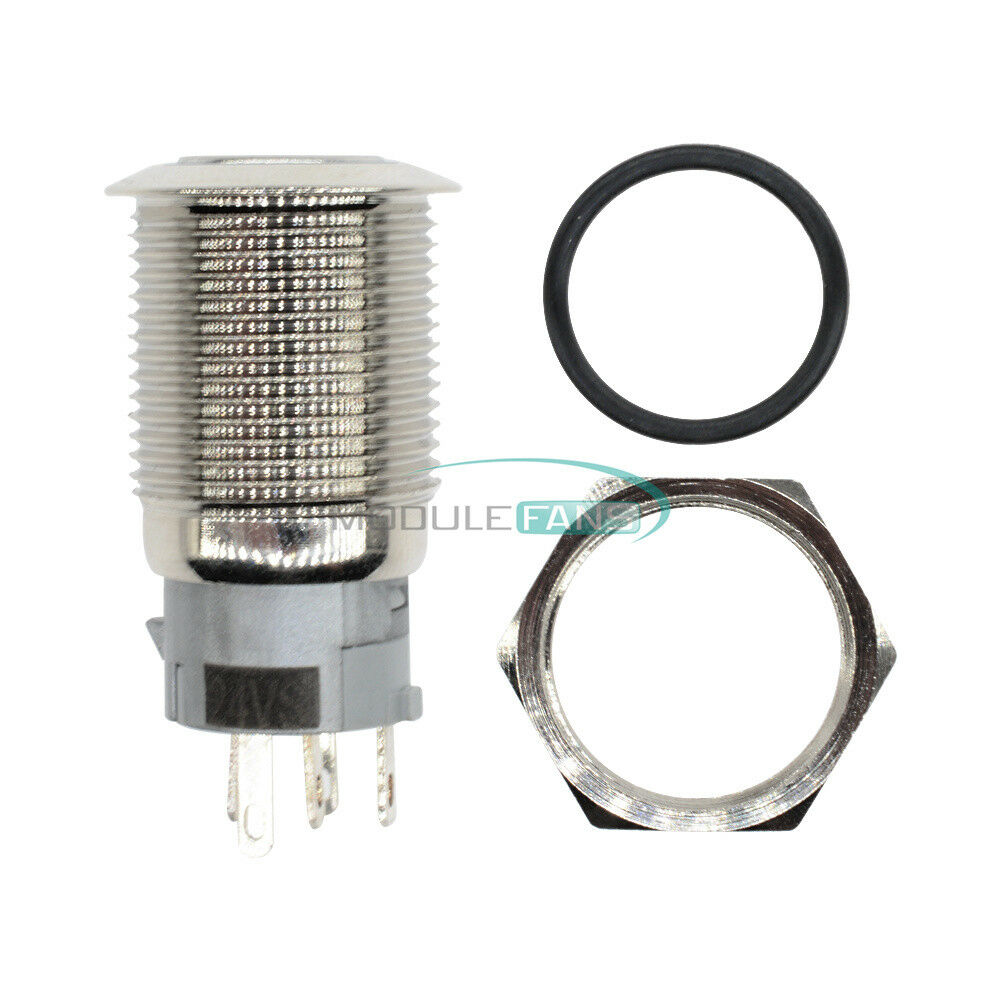 12V 5Pin 16mm DIY auto Push Power Button LED Angel Eye Push-buttons Metal MF