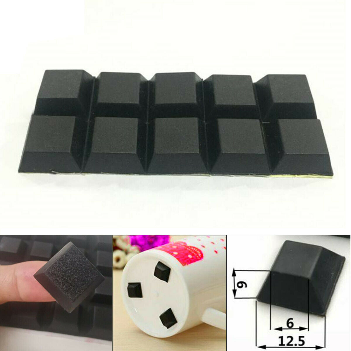 20pcs  Square Self-Adhesive Rubber Bumper Stop Bumpons Feet Door Buffer Pads