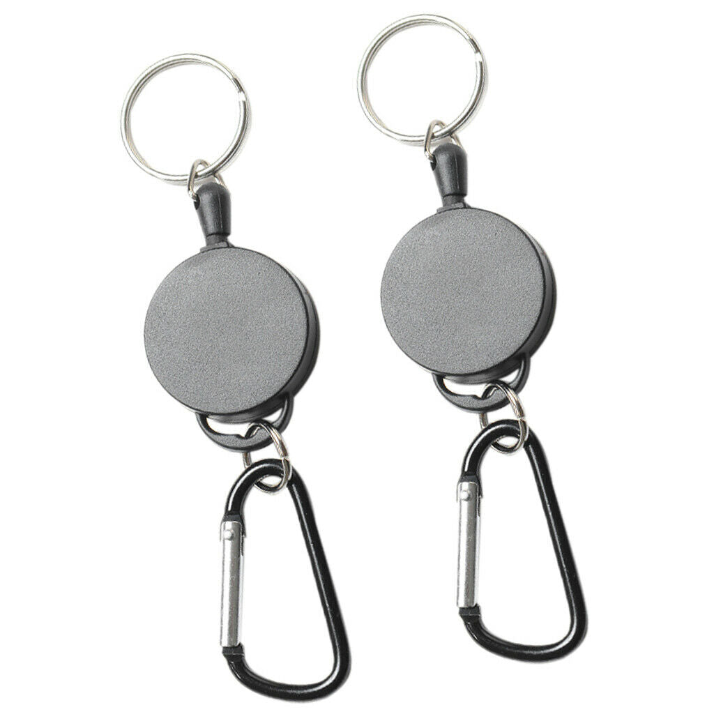 2 Pieces Retractable Keychain Spring Snap Hook Hiking Belt Clip Carabiner