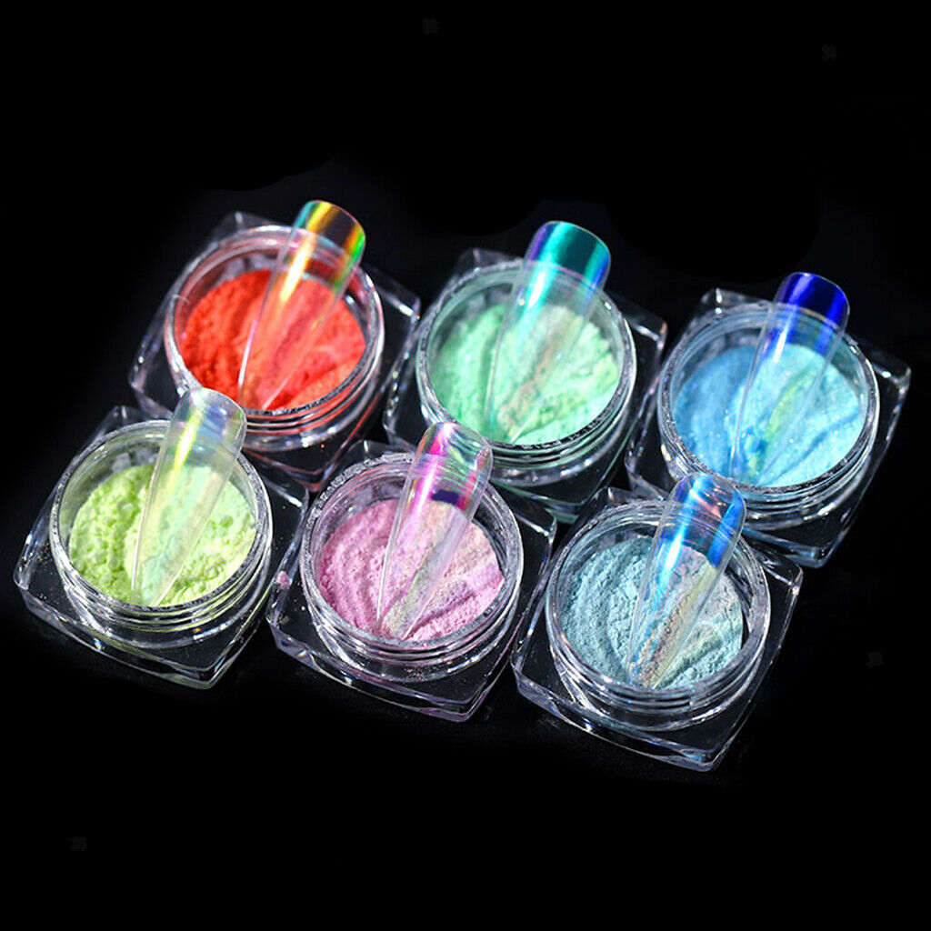 6 Color Nail Glitter Sequins, Nail Art Tips Acrylic Nail Sparkle Glitter Powder