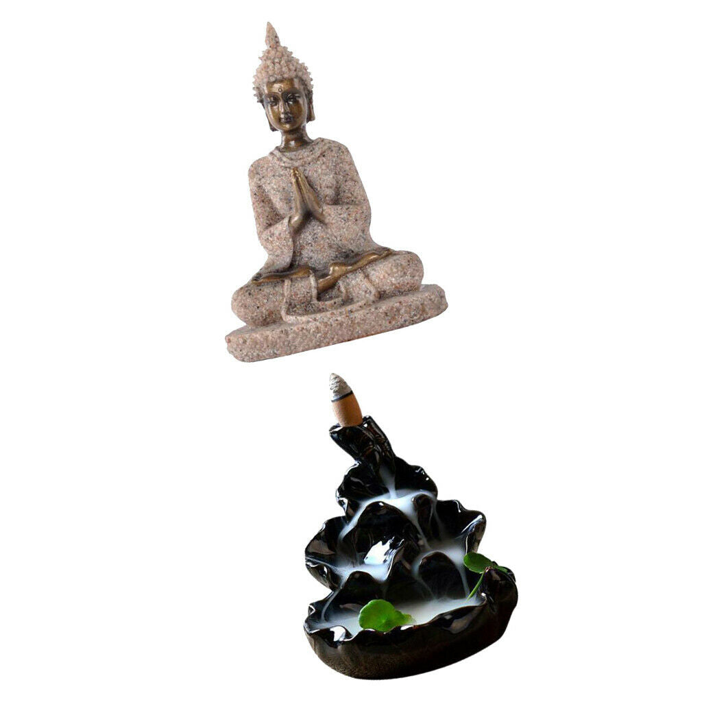 Glaze Ceramic Incense Burner Smoke Cone Stove Satanic Home Decor +Buddha