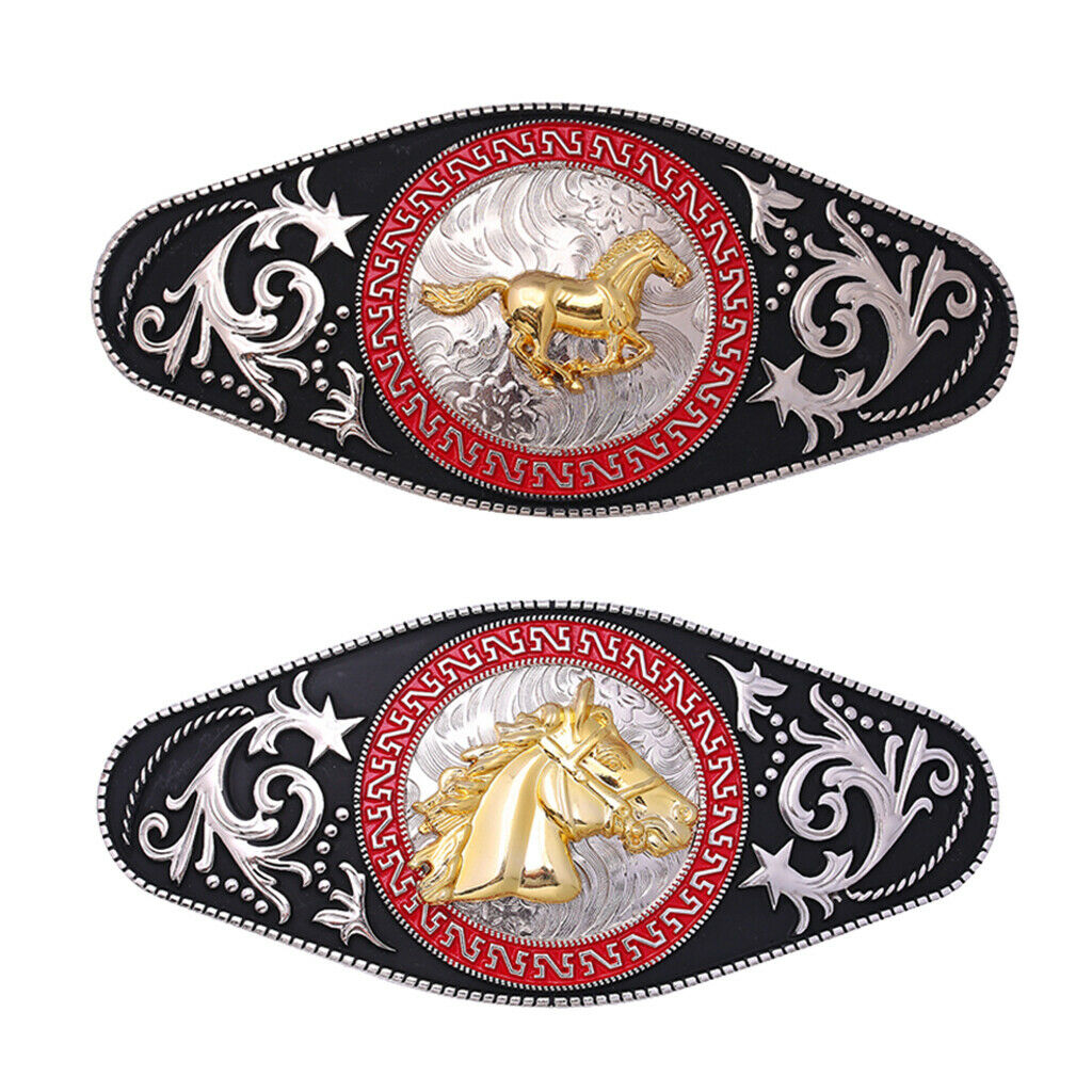 2x Rodeo Western Cowboy Belt Buckle Horse Head Zinc Alloy Belt Clamp Jewelry