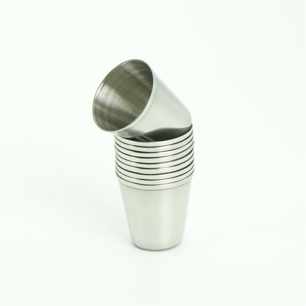 10Pcs 30ml Portable Stainless Steel Wine Drinking Shot Glasses Barware Cup XC