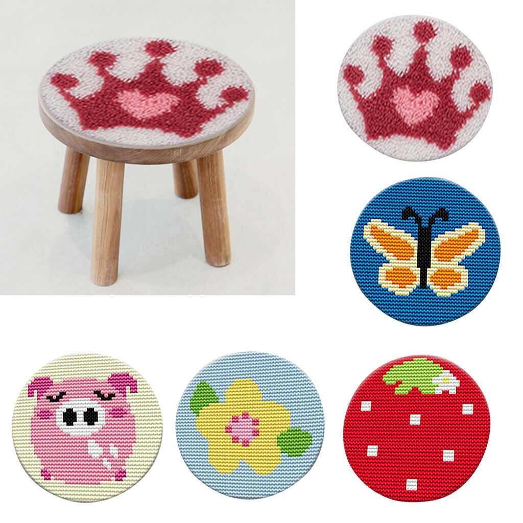 Latch Hook Kits Round Rug Making Package for Beginners Adults - Flag &