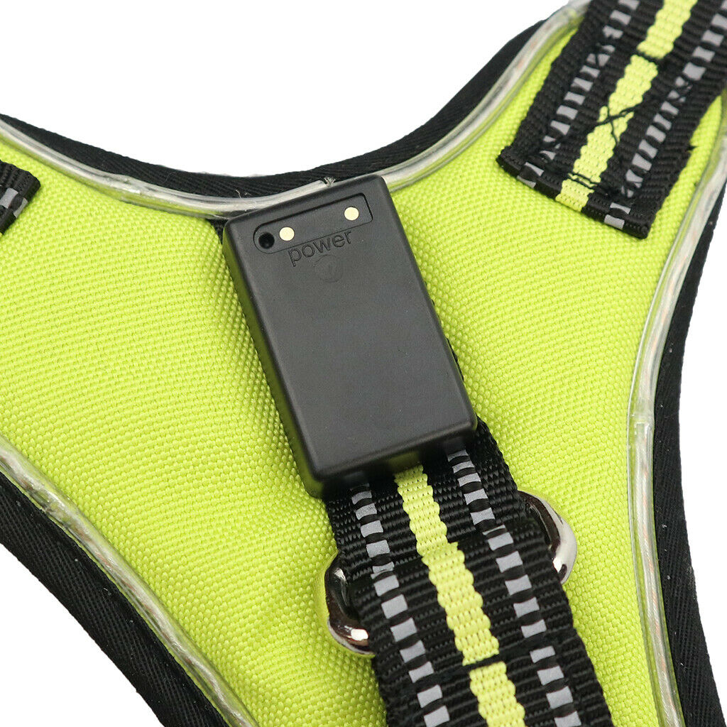 LED Dog Puppy Luminous Harness Soft Reflective Breathable Vest  Green XXL