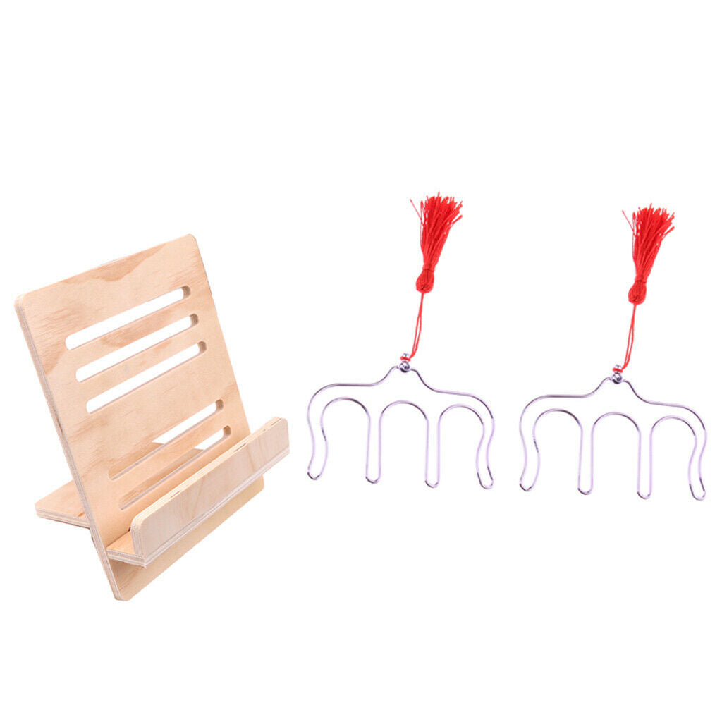 2 Pieces Music Sheet Book Page Clips Bookmark with Wooden Book Rack