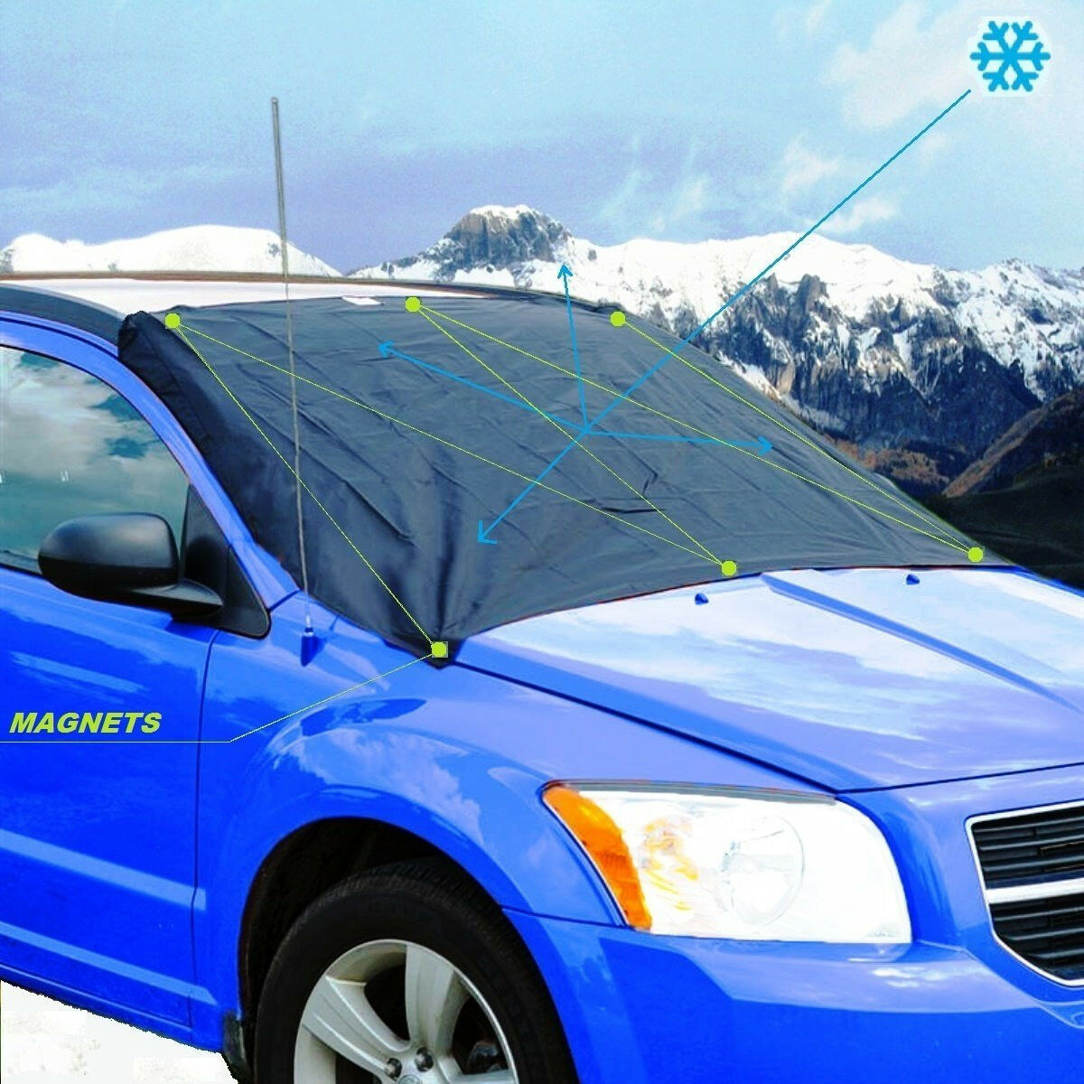 Auto Car Windshield Cover Snow Ice Frost Protector Sun Shield Magnetic Tarp Flap
