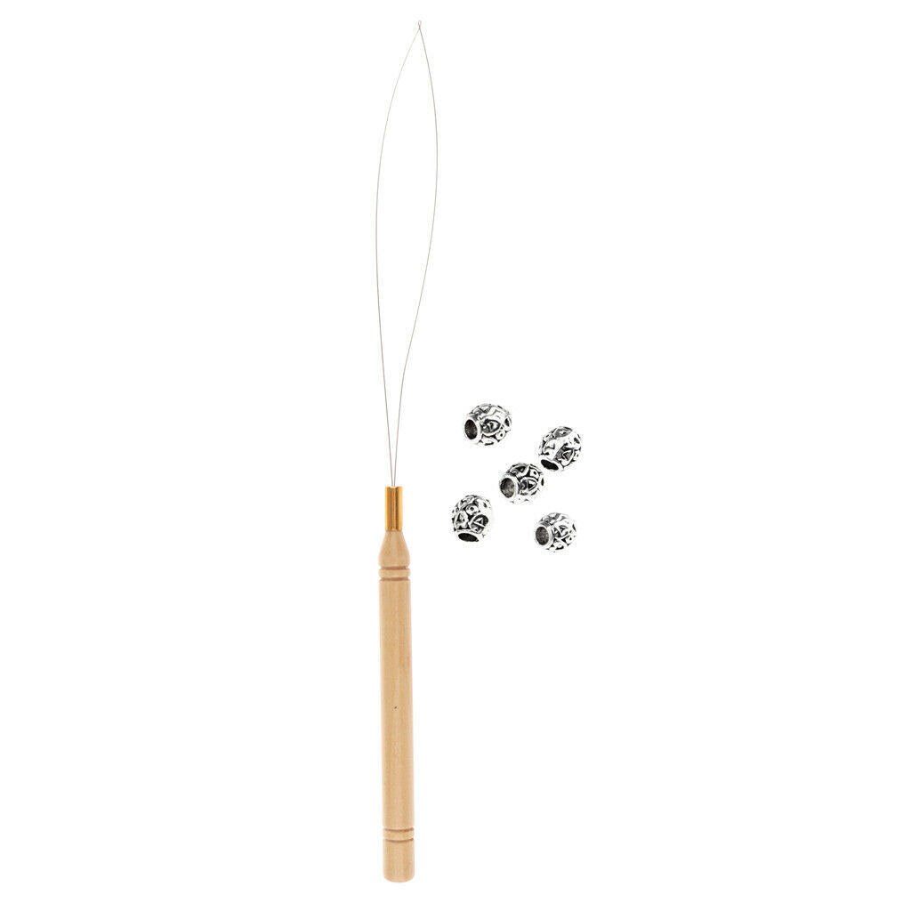 20Pcs Hair Braid Bead Hair Extensions Decoration + Wire Pulling Hook Tool